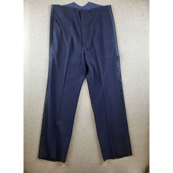 VTG PATRIOT USAF AIR FORCE DRESS BLUE DRESS SUSPENDERS FORMAL PANTS 33" W - 1982 - Picture 1 of 9